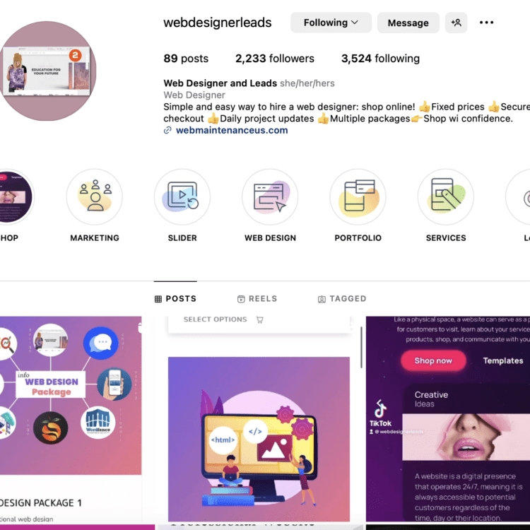 insta business page